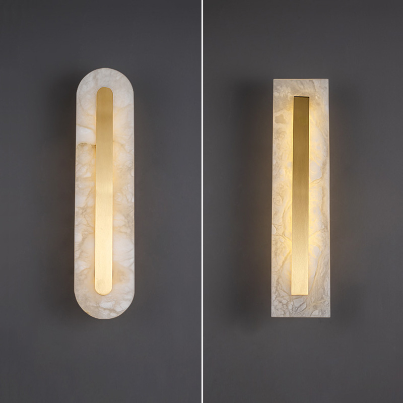 20/24 Inch Modern Brass and Alabaster Wall Sconce
