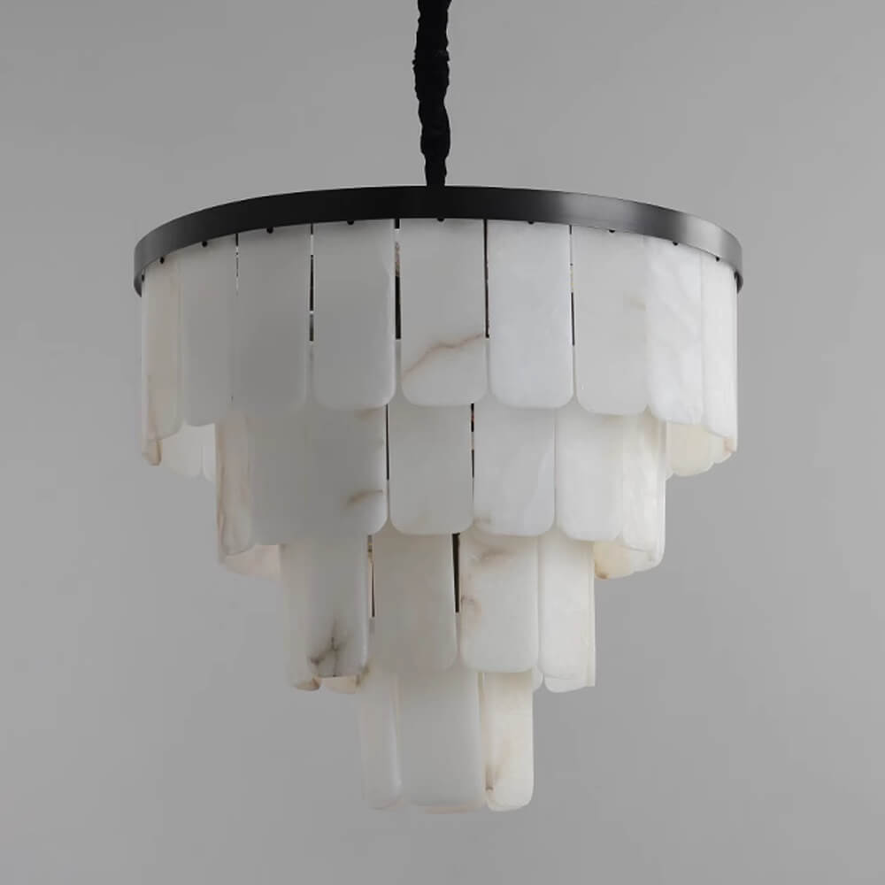 Iluminat candelabru modern din alabastru cu patru niveluri de 24x22 inch