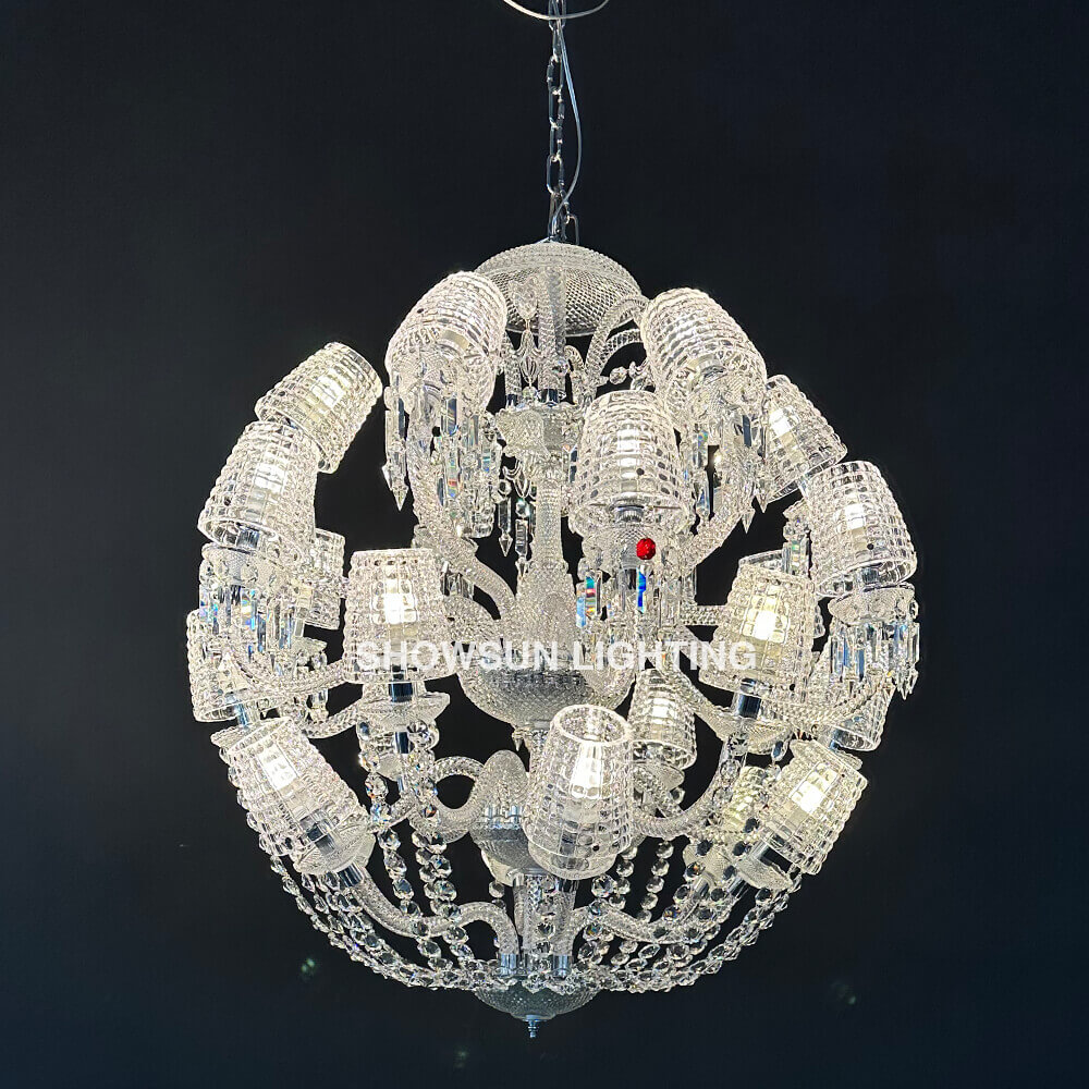Ardchaighdeáin Cóipeáladh 24 Soilse Le Roi Soleil Chandelier Baccarat Crystal Lighting