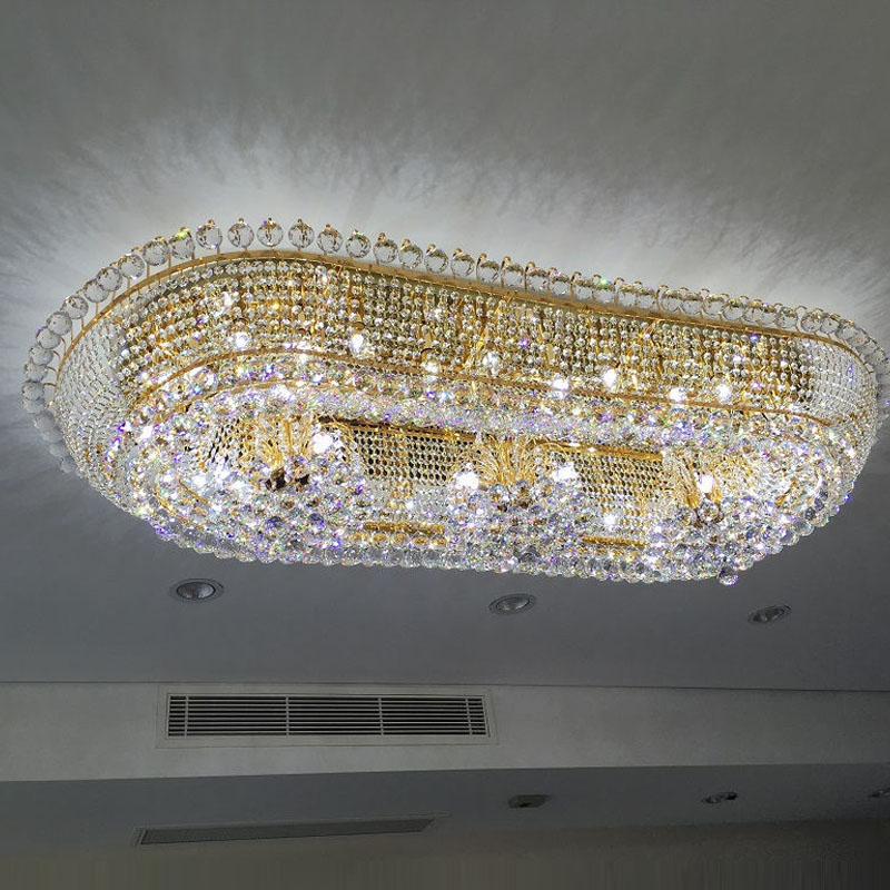 Lampadario di soffitto ovale di fascia alta Lampadario di cristallo Asfour per sala da pranzo