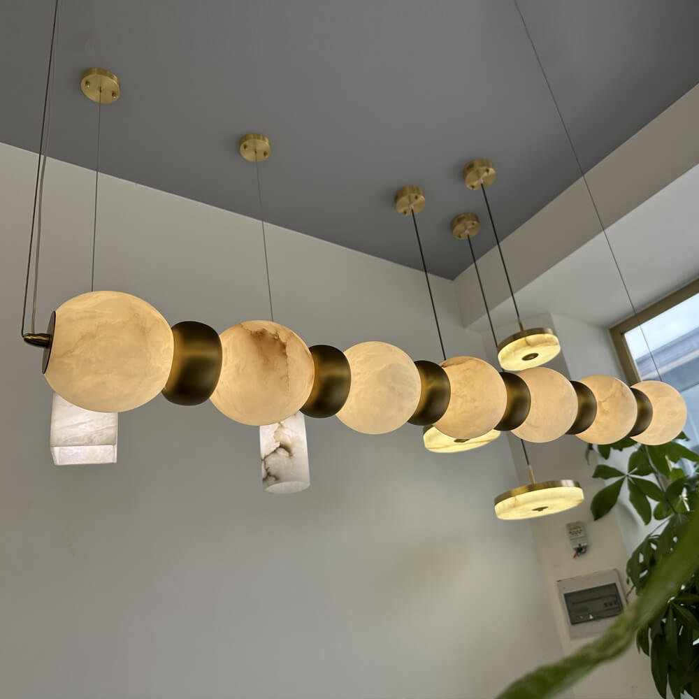 43 Inch Linear Alabaster Pendant Light kanggo Dining Room