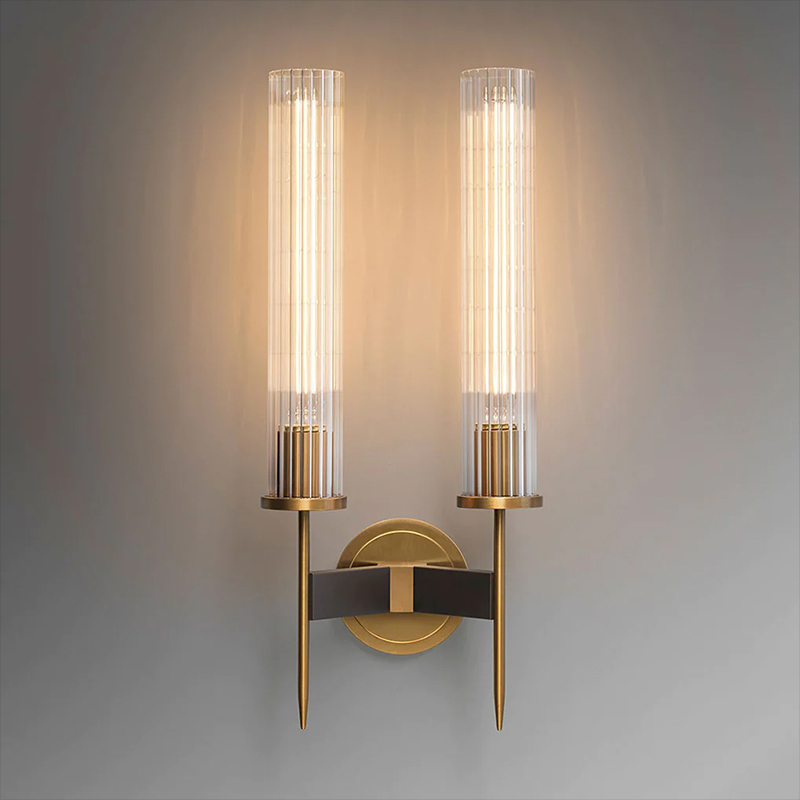 Double Lights Glass Wall Sconce Modern Wall Lamp