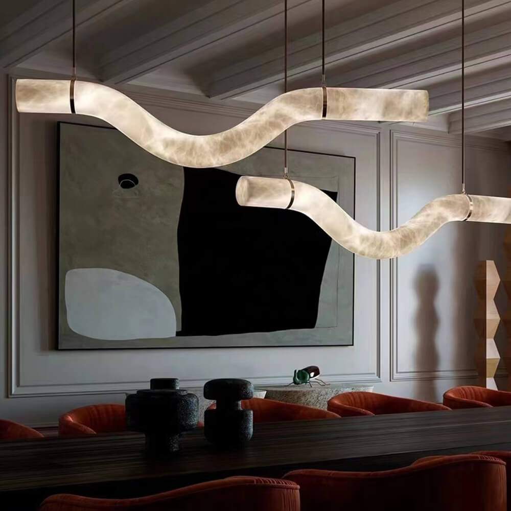 60 Inch Linear Creative Alabaster Chandelier for Dining Room