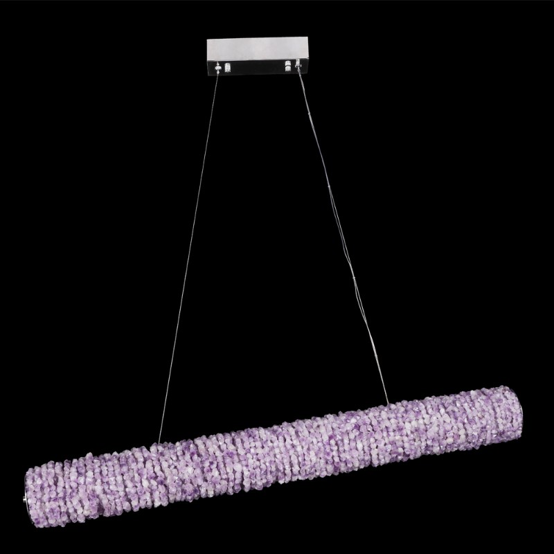 Purple Long Natural Crystal Stone Pendant Light