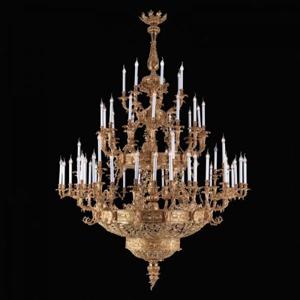 Baroque Style Huge Brass Chandelier Giant French Antique Chandelier for Chateau