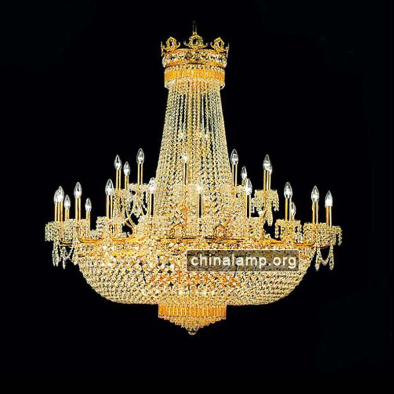 Big Gold Crystal Lighting for High Ceilings Classical Restaurant Chandelier SS201112-0058