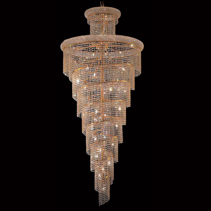 Tall Spiral Crystal Chandelier for Stairwell 36” W 86” H