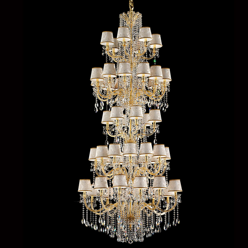 48 Lights Tall Crystal Chandelier for High Ceiling