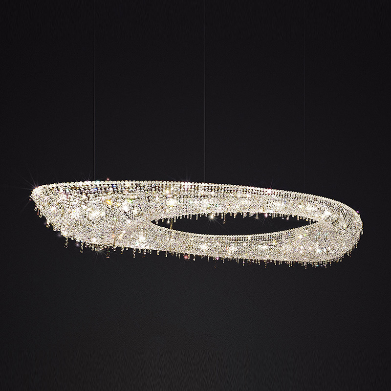 Candelabru de cristal modern în buclă de 79 inch Iluminare personalizată