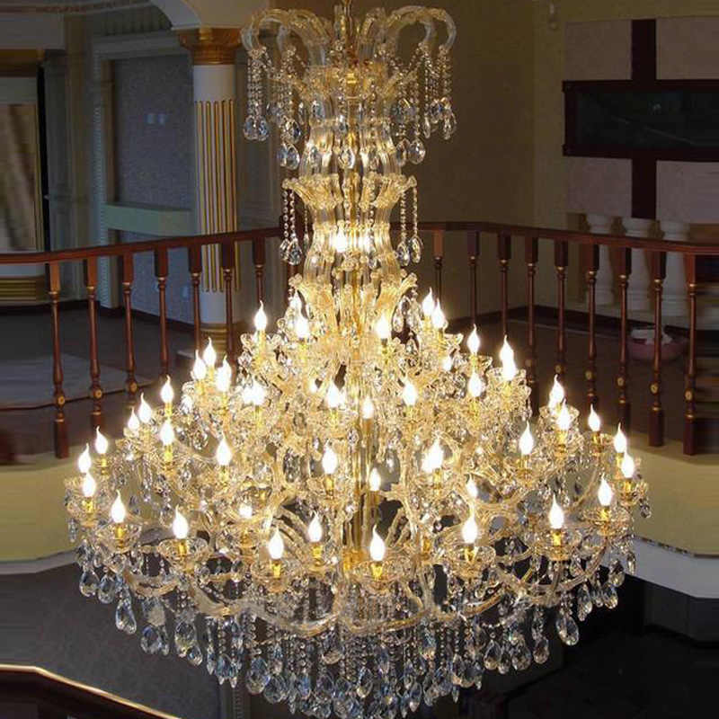 63 Lights Large Villa Chandelier Big Maria Theresa Crystal Chandelier for Foyer
