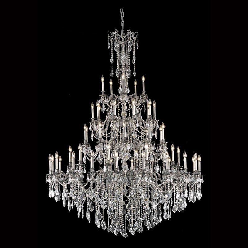 55 Lights Brass and Crystal Chandelier 4 Layers Big Chandelier
