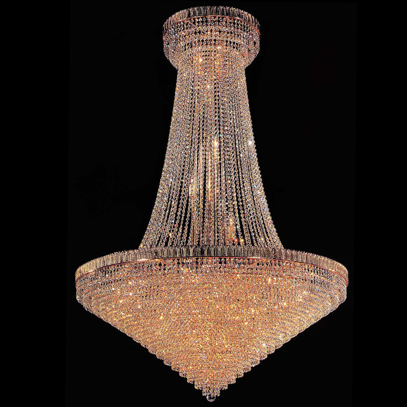 Lámpara de araña de cristal grande de 4x5 pies, lámpara de vestíbulo dorada