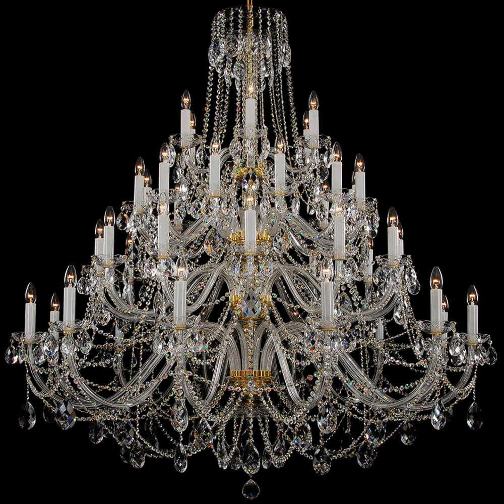Lámpara de araña de cristal de estilo bohemio de 42 luces, lámpara de gran tamaño para salón de bodas