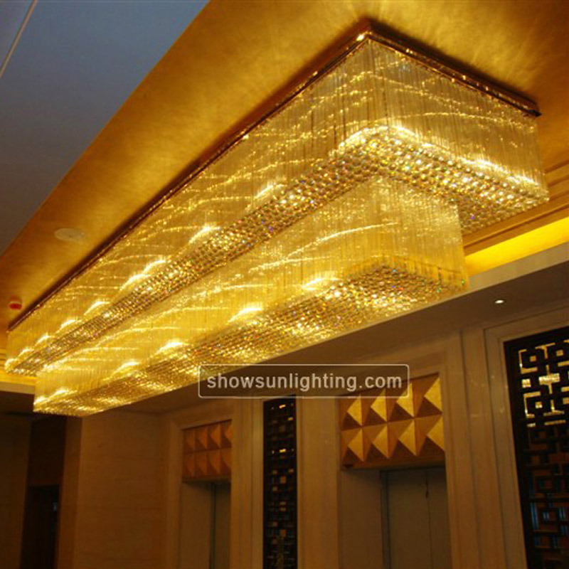 Two Tiers Lobby Chandelier Extra Long Chandelier Lighting for Hallway