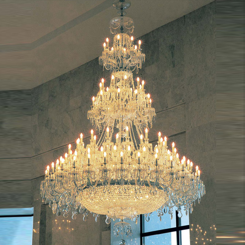 Three Steps 132 Lights Large Crystal Chandelier for Hotel Lobby