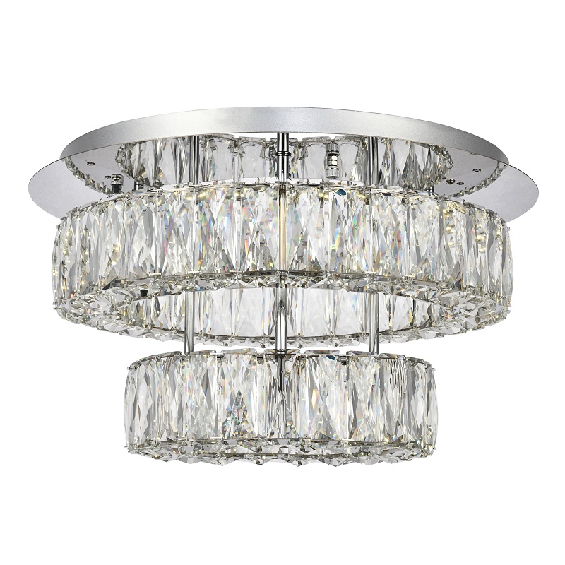 Two-Ring Monroe LED Crystal Flush Mount