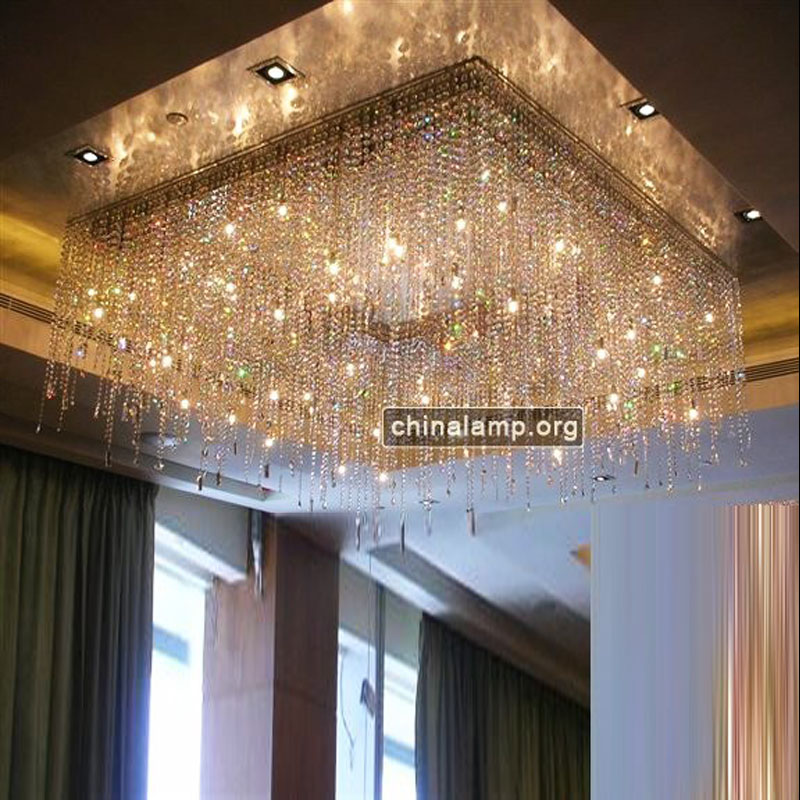 Нарачана кристална таванска светлина Лустер со голем таван за сала за банкет