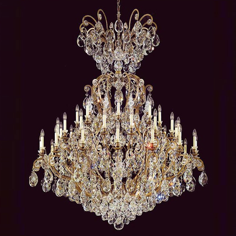 Versailles 41 Light 60″ Wide Wrought Iron Crystal Chandelier for Grand Lobby