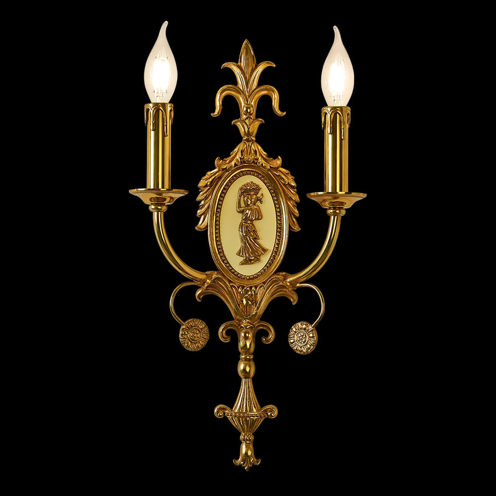 2 Ljus Rococo Style Mässing Vägglampa XS-B018