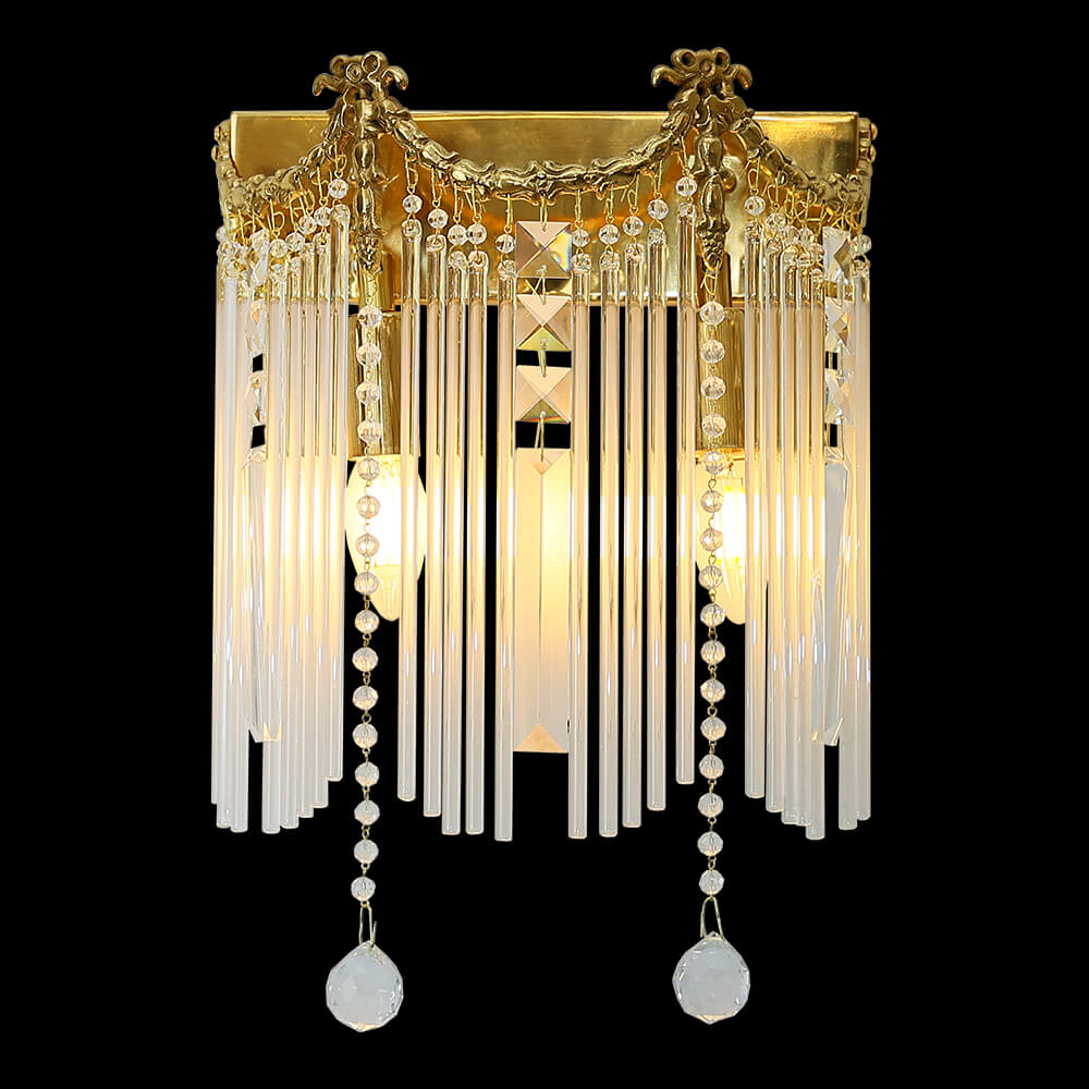 2 Lights Vintage Brass at Crystal Wall Light XS-B054