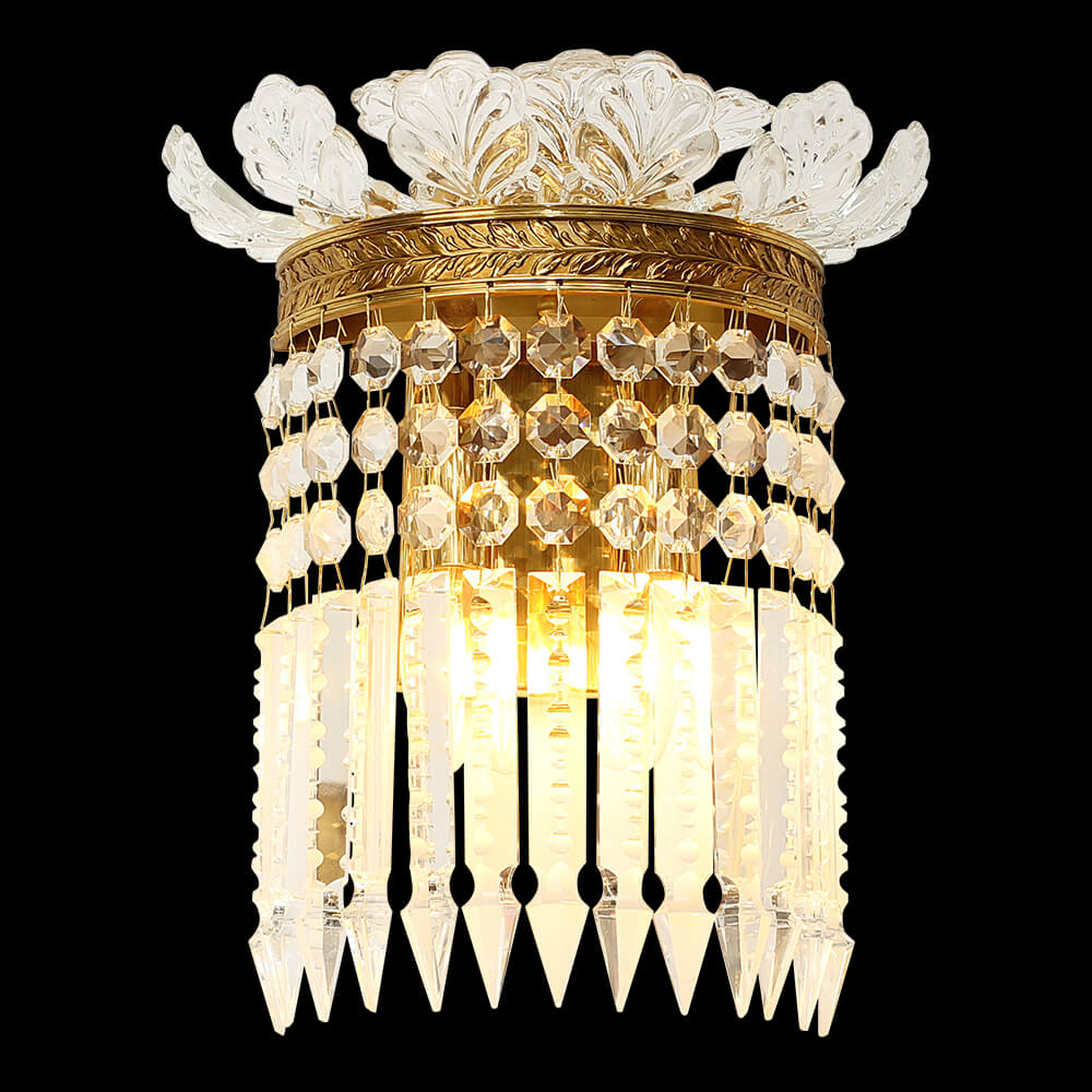Baccarat Inspired Brass and Crystal Wall Light XS-B127