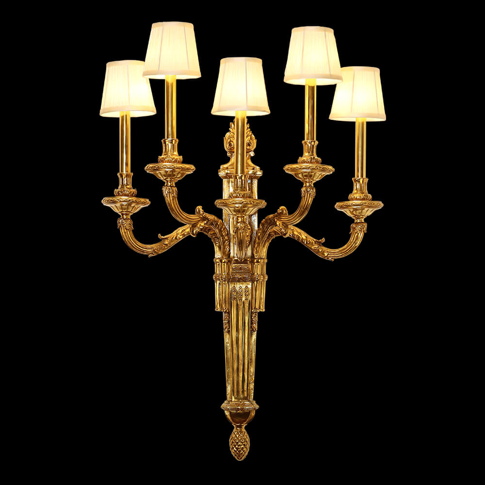 5 Goleuadau Lamp Wal Copr Aur Antique Ffrengig XS9012-5