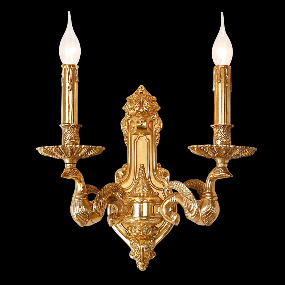 2 Lights French Vintage Brass Wall Sconce XS-B9045-2