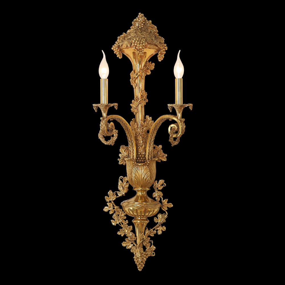 2 Lights French Vintage Brass Wall Sconce XS-B9058-2A