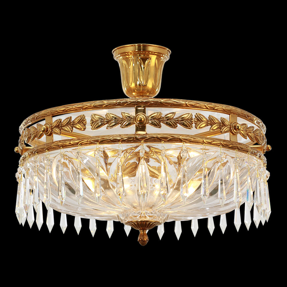 20.5 Inch Brass and Crystal Semi Flush Mount Ceiling Light XS-C003-520