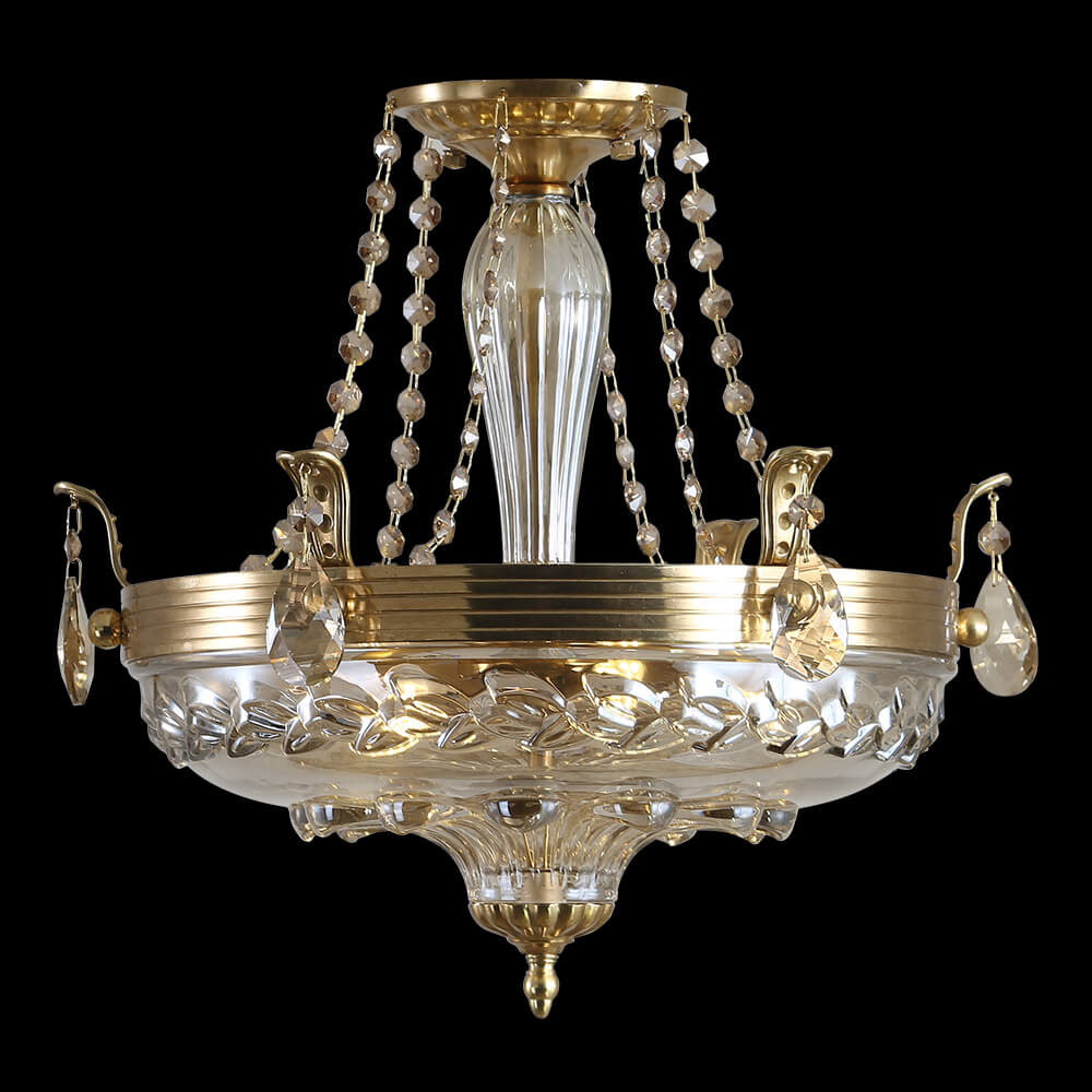 18.5 Inch Brass and Crystal Semi Flush Mount Ceiling Light XS-C015