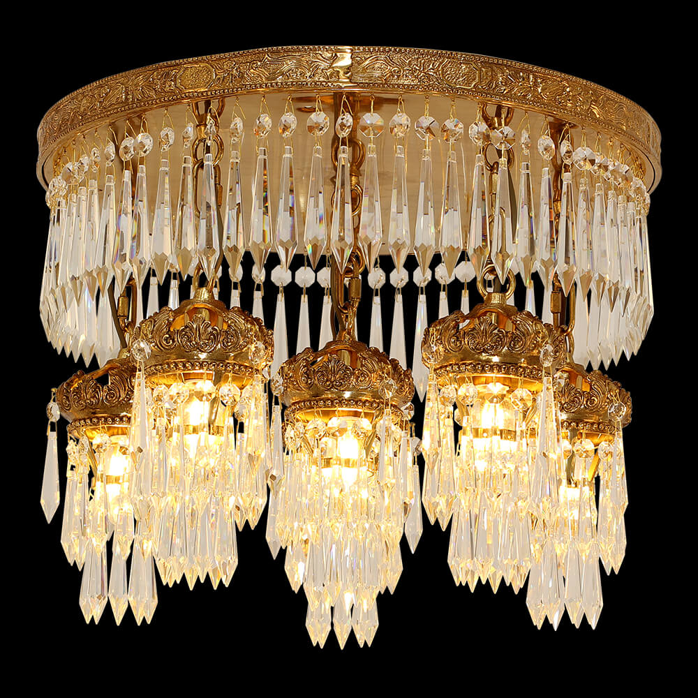 20.5 Inch Brass and Crystal Ceiling Lamp XS-C143