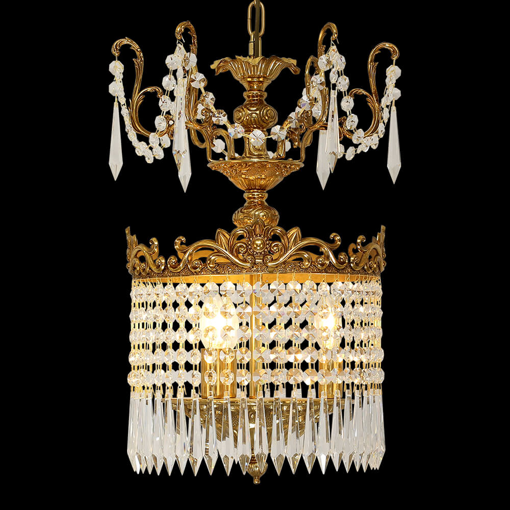 14.5 Inch Brass and Crystal Chandelier XS-C144