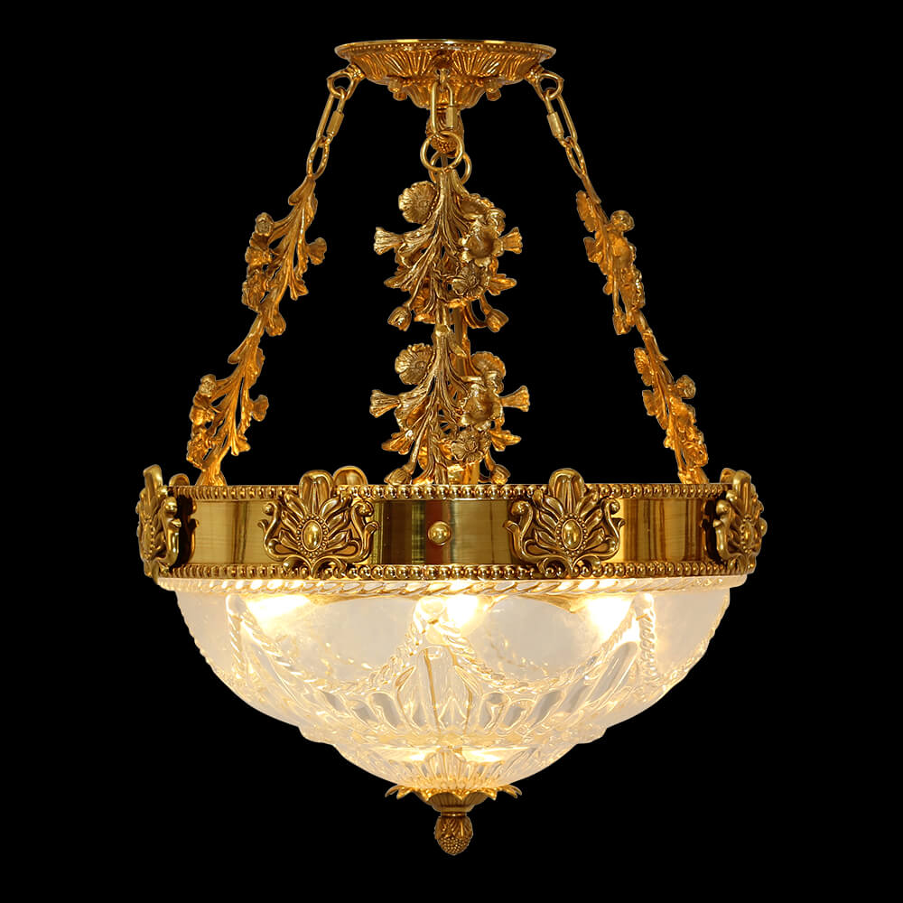 16.5 Inch Brass and Crystal Semi Flush Mount Ceiling Light XS-C147