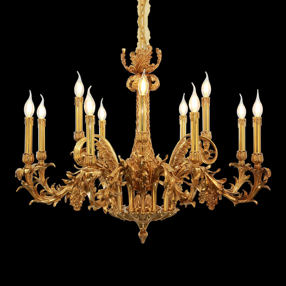 Lustre de cobre francês estilo barroco com 12 luzes XS0006-8+4