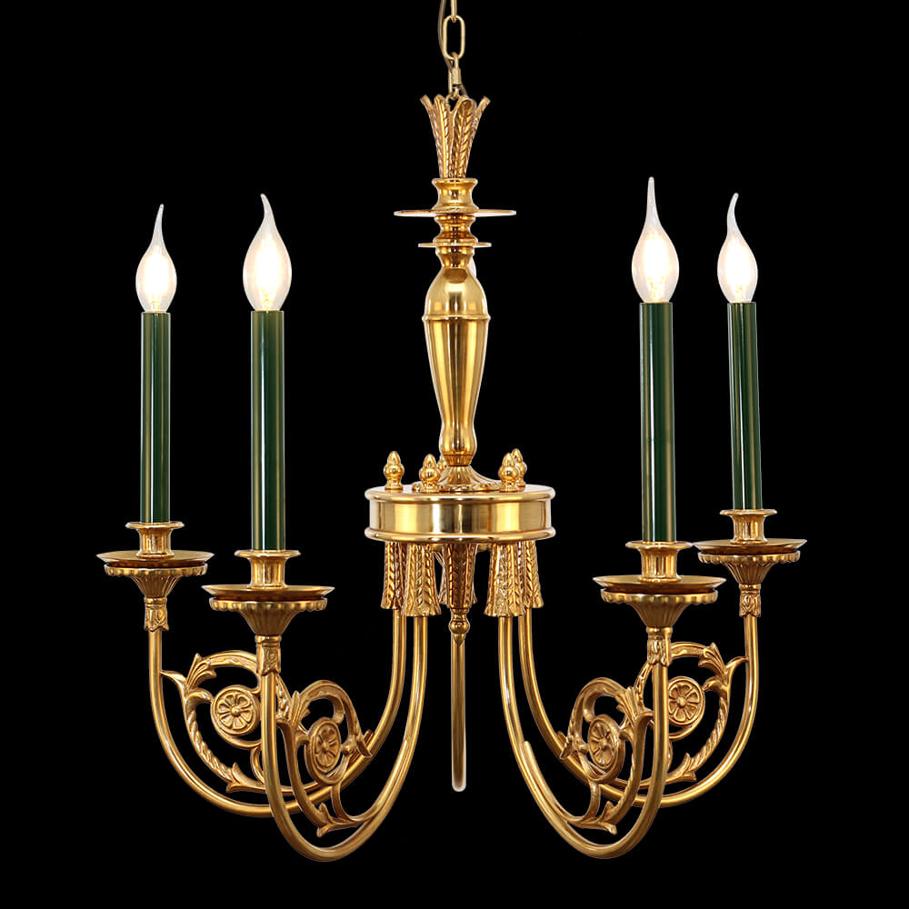 5 Lights Baroque Style Royal French Copper Chandelier