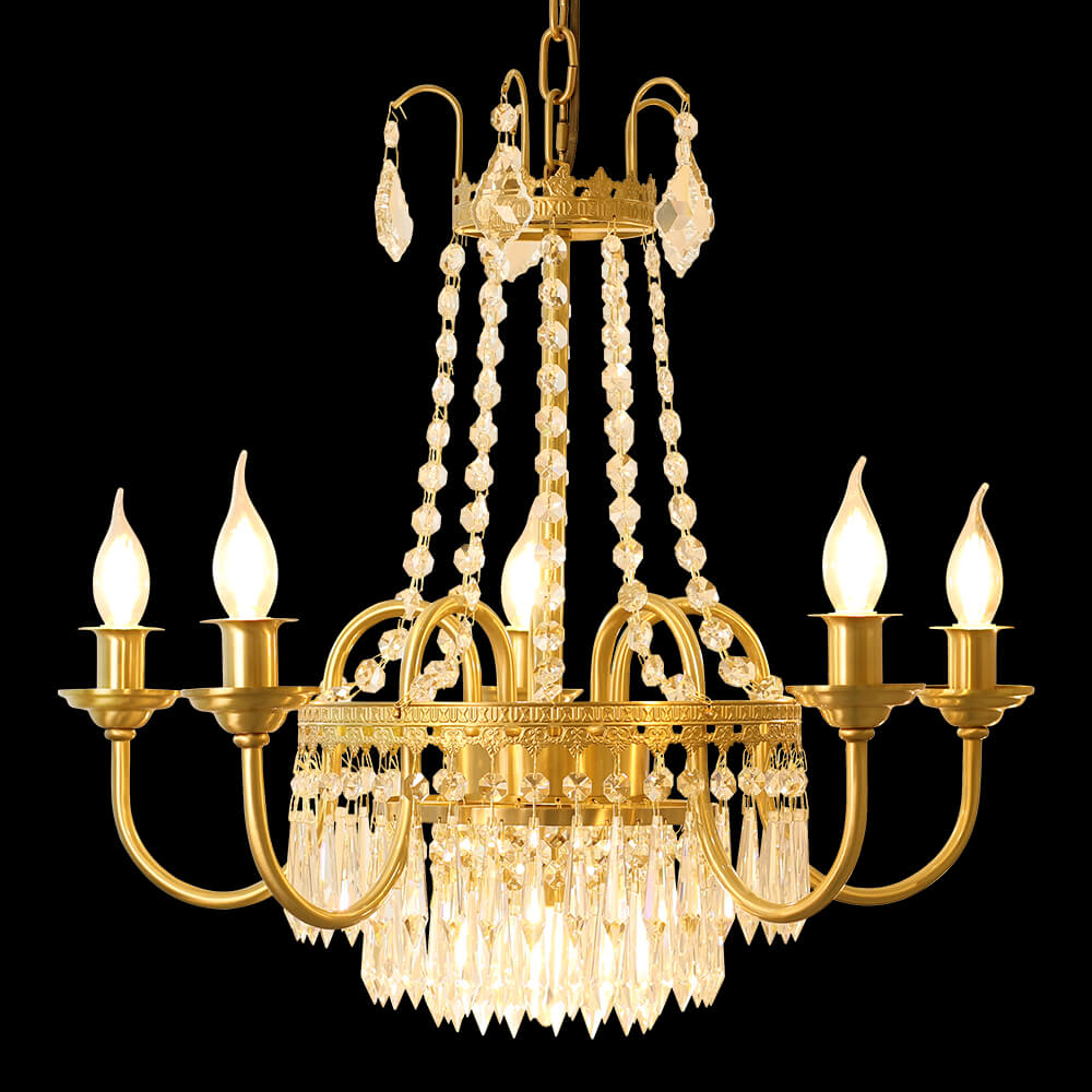 French Empire Brass and Crystal Chandelier XS0027-5