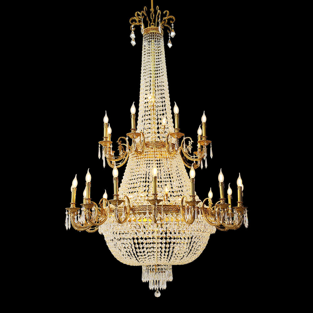 Candelabru de cristal Imperiul Francez înalt de 83 inch pentru tavane înalte