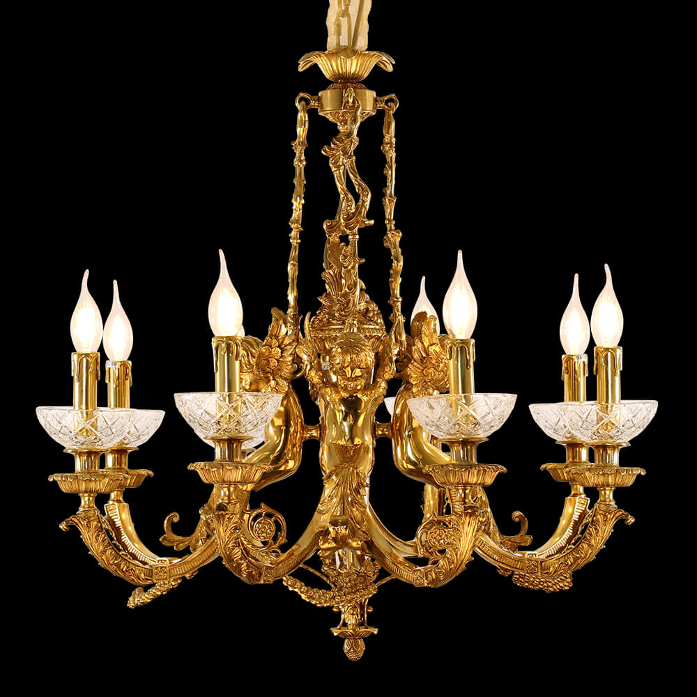 8 Dwal Rococo Style Franċiż Brass Chandelier XS0047-8A