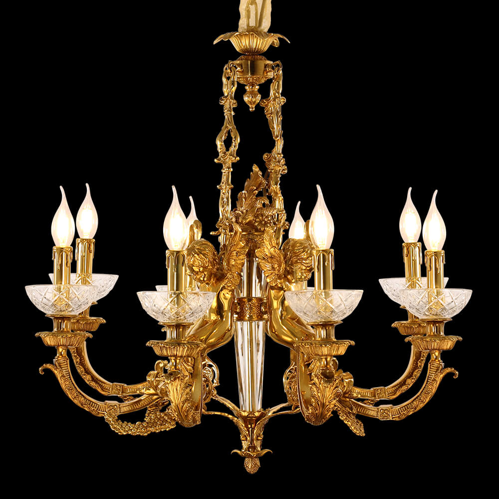 8 Limyè Rococo Style franse an kwiv chandelye XS0047-8B