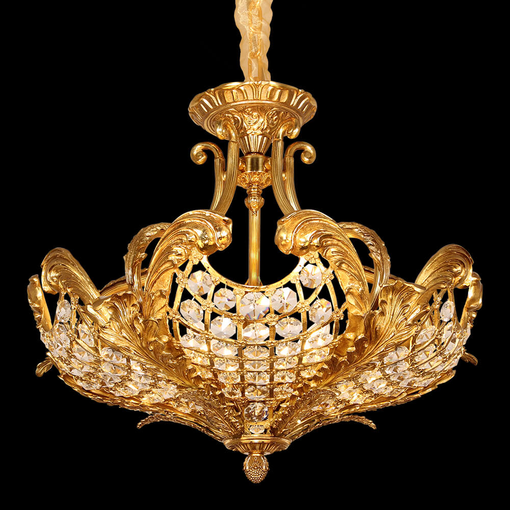 Lampadario di cristallo in ottone impero francese da 26 pollici XS0048-650