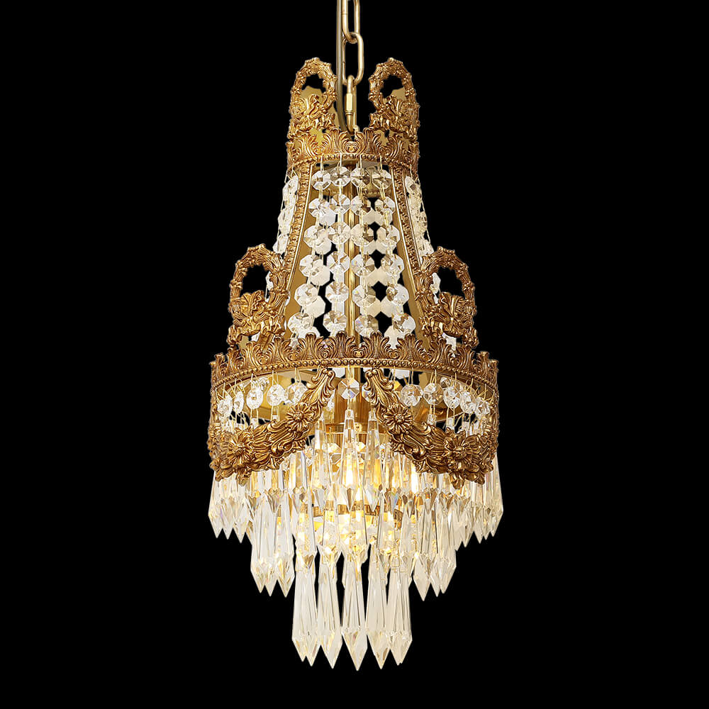 French Empire Brass and Crystal Chandelier XS0052