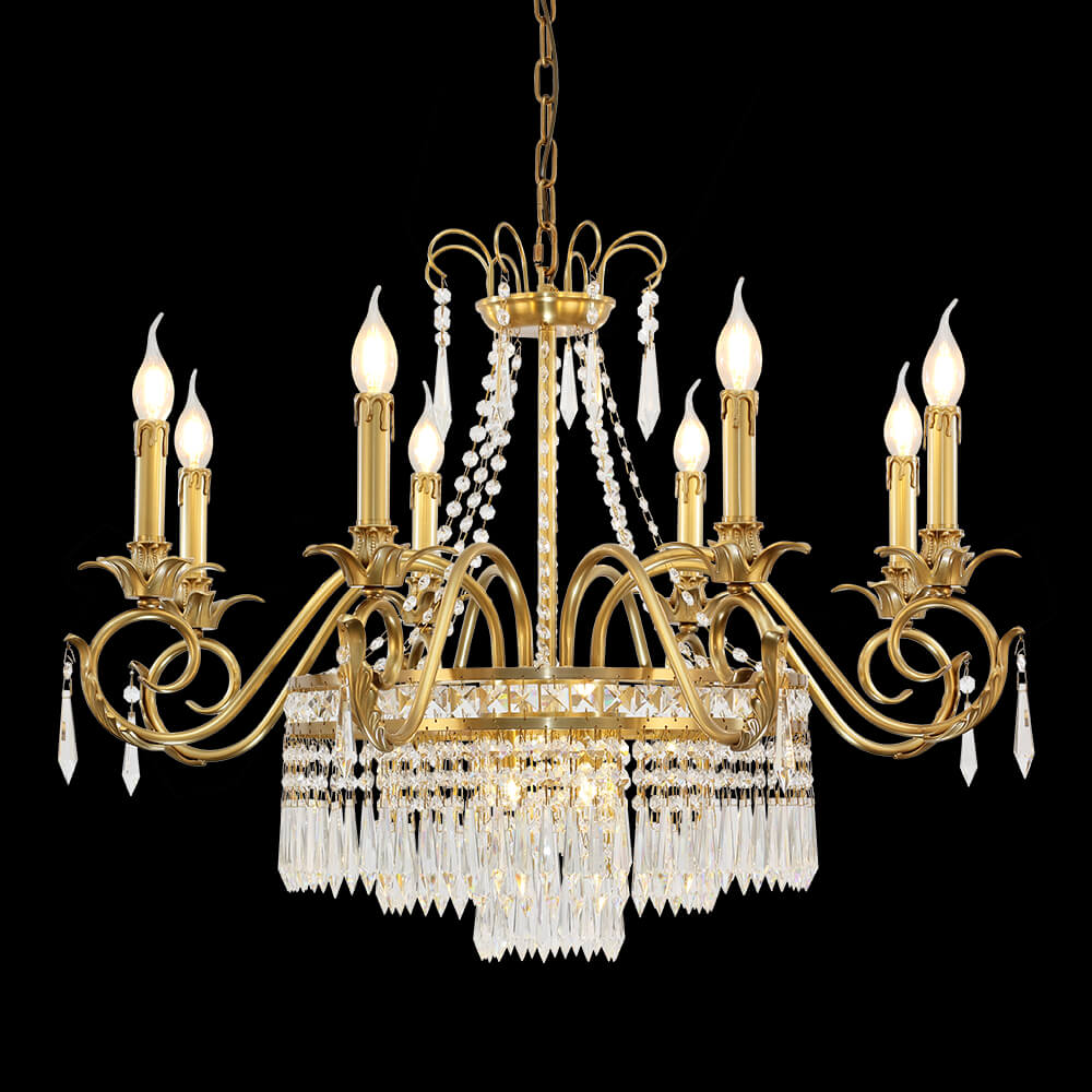 9 Lights French Empire Brass Crystal Chandelier XS0065-8