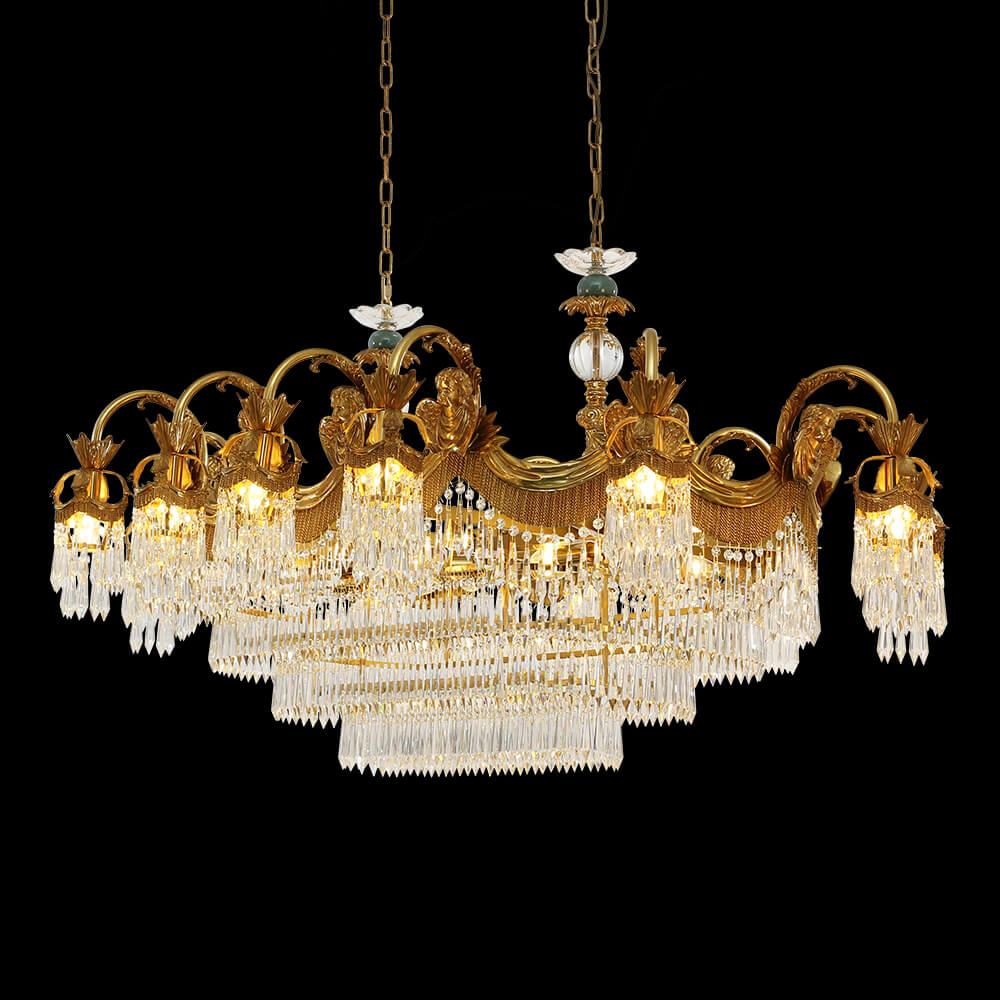 65 Inch French Empire Brass Crystal Chandelier for Dining Room XS0086-12