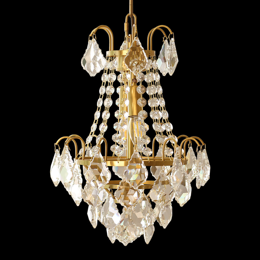 French Empire Brass and Crystal Chandelier XS0094