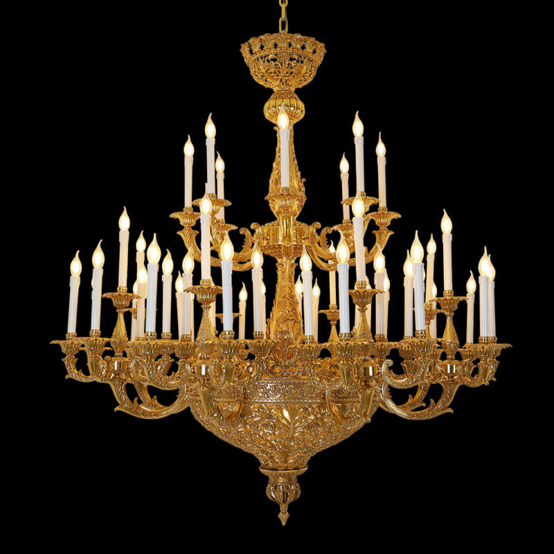 Abad ka-19 Ekstra Besar Perancis Kuningan Lampu Gantung Antik pikeun Foyer