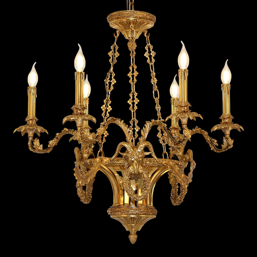 Lampadario in rame a 6 luci in stile barocco francese XS0165