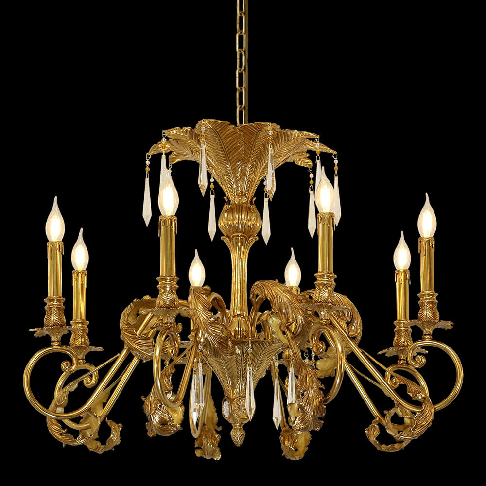 8 světel Vintage francouzský zlatý mosazný lustr XS0173