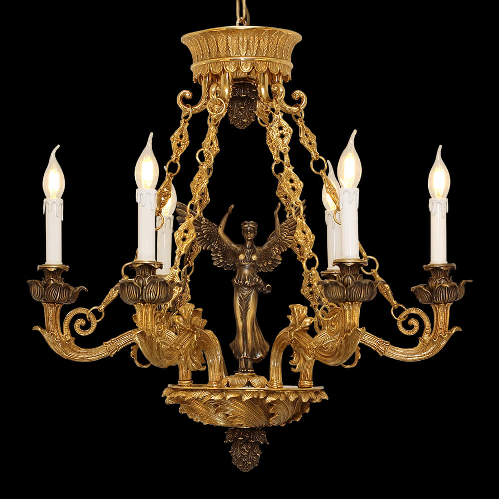 6 Ljochten Barok Style Frânsk Brass Chandelier XS0178-6