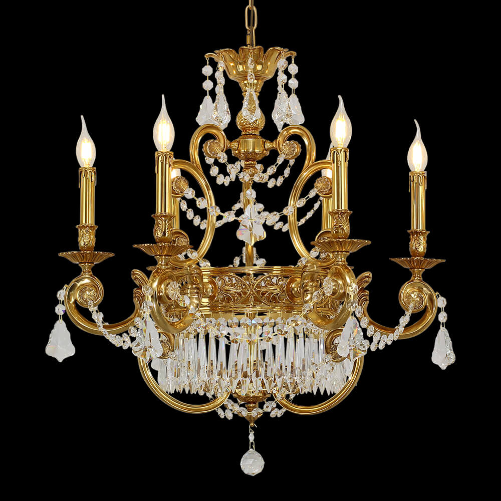 6 Lights French Empire Bronze and Crystal Chandelier XS0212-6