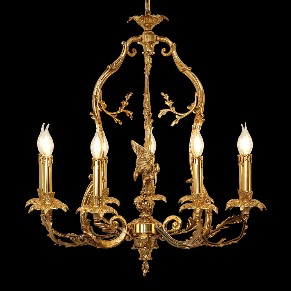 9 Lub Teeb Baroque Style Fabkis Brass Chandelier XS0300-9